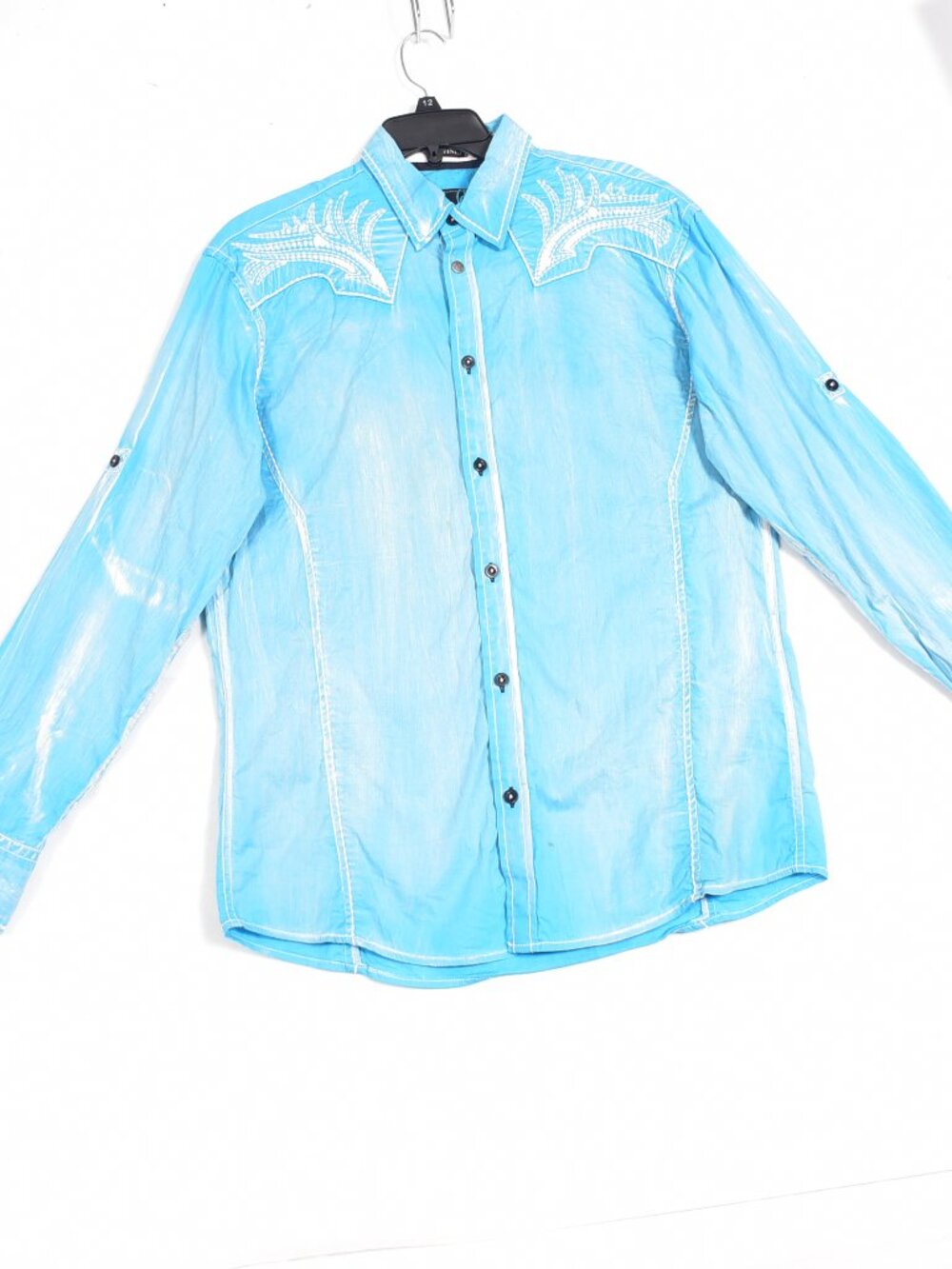 Roar Men's Long Sleeve Button Up Blue Shirt Size Medium